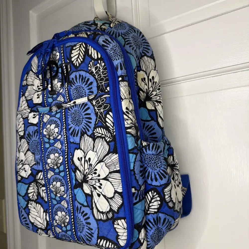 Vera Bradley Blue Bayou Diaper Bag Pad Quilted Backpack Travel Work School Gift